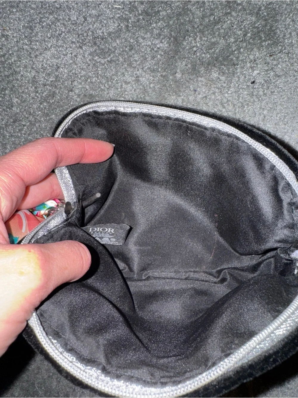 Dior Black Velvet Embroidered Cosmetic Case